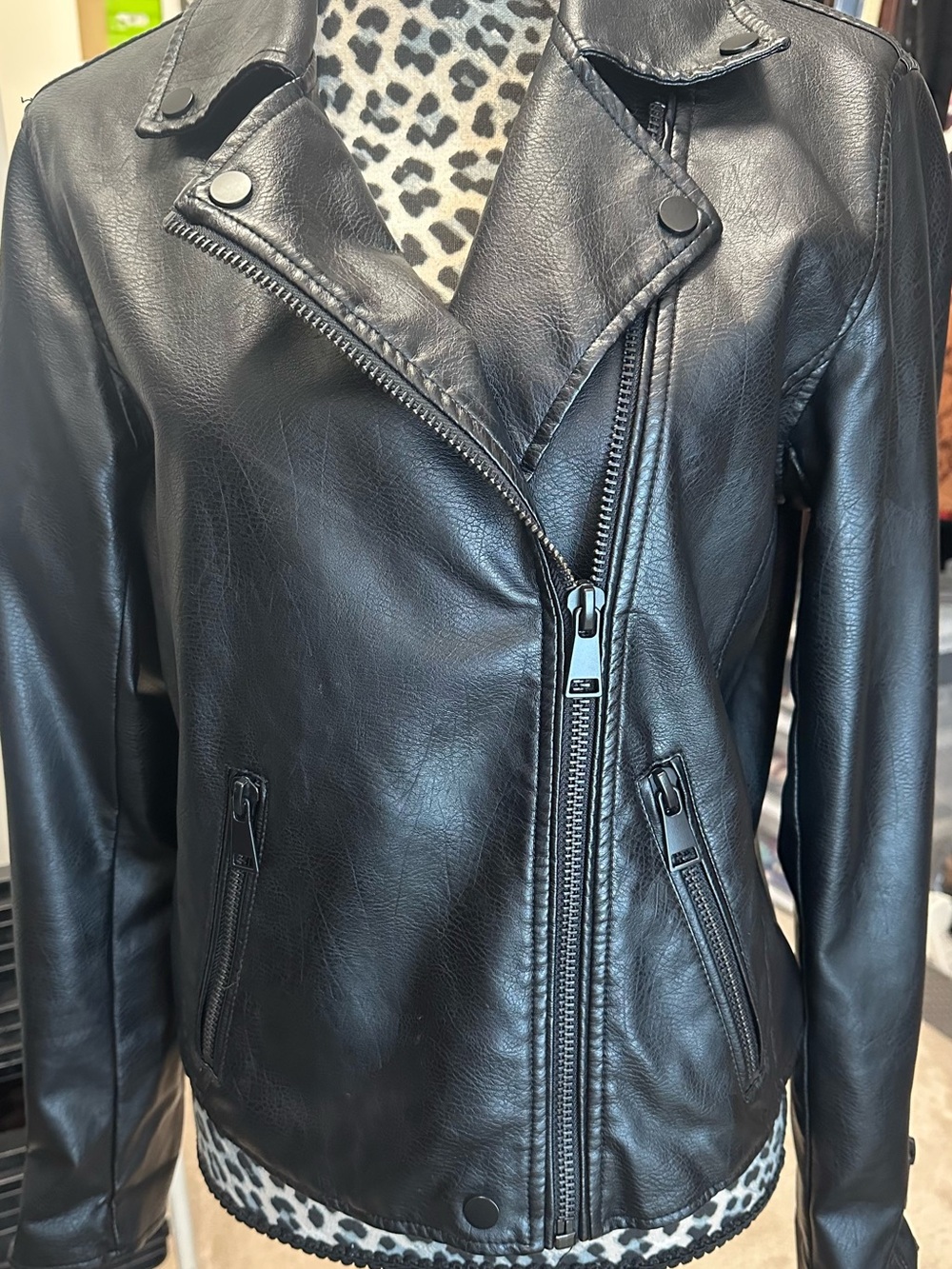 Anthropologie Black Faux Leather Asymmetric Moto Jacket